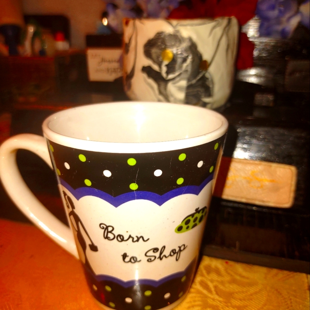 Born to Shop Black and White Mug Final Offer Pruce Firm